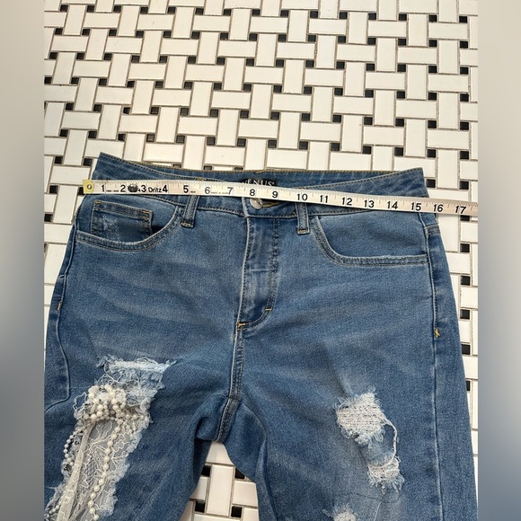 VENUS Blue Distressed Skinny Jeans - Picture 6 of 8